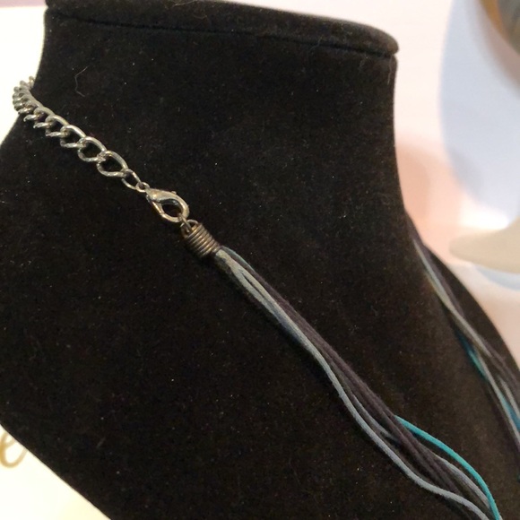 Rhinestone and Matte Silver Necklace & Earring Set - Picture 7 of 10